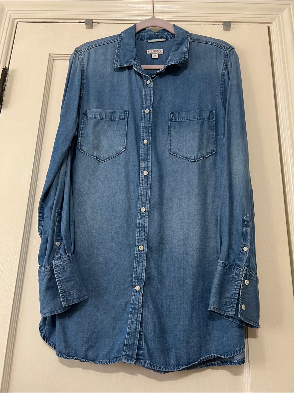 Merona womens Lyocel Denim Button-Down Shirt - Medium Blue